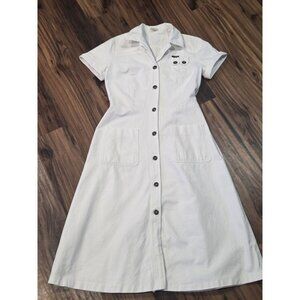 Sabrina Denmark White Cotton Button Front Shirt Dress EU 42 Safari Midi Pockets